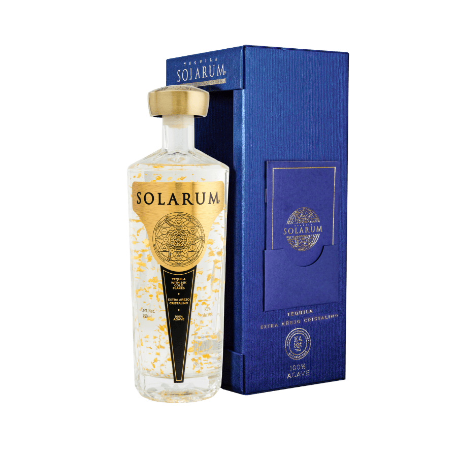 Solarum Tequila Extra Añejo Cristalino with 24K Gold Flakes