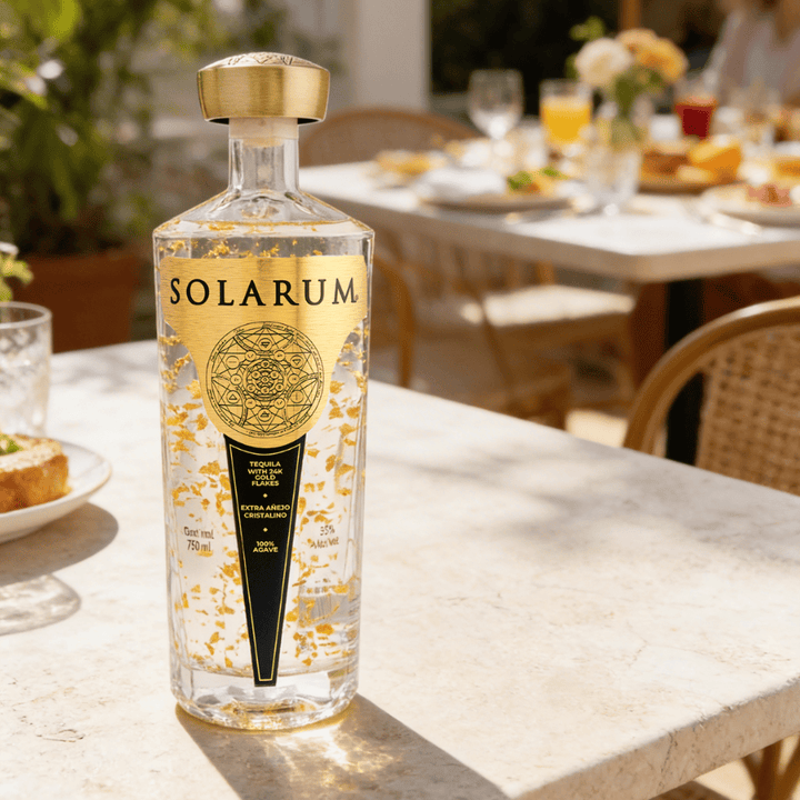 Solarum Tequila Extra Añejo Cristalino with 24K Gold Flakes